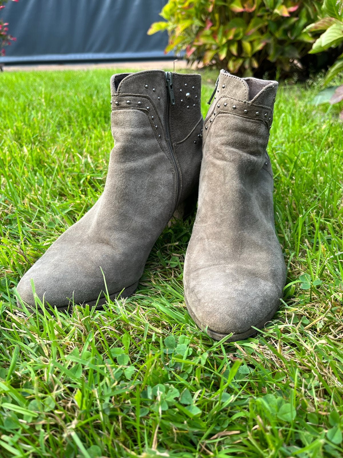 Manfield suède groene enkellaarsjes met studs - Maat 38, Lage of Enkellaarzen, Ophalen of Verzenden, Gedragen, Groen