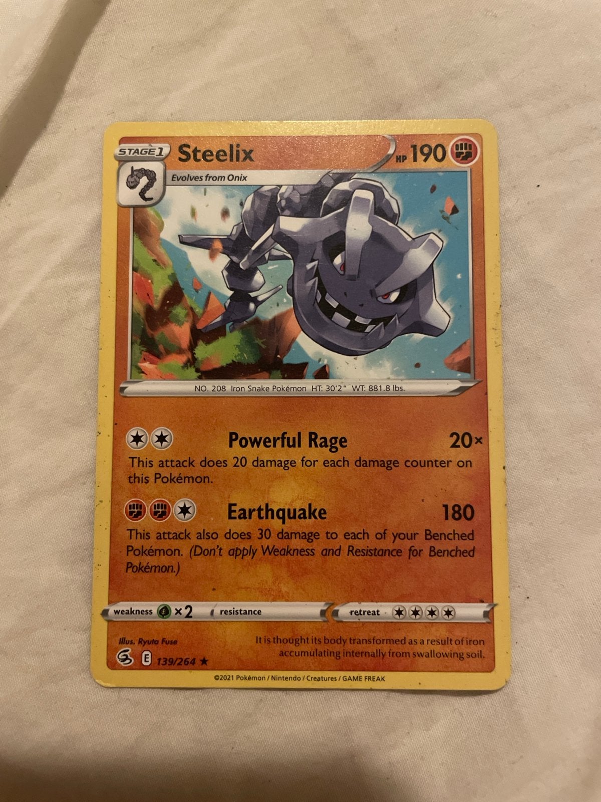 Pokémon Kaart Steelix 139/264 Fusion Strike, Ophalen, Zo goed als nieuw, Losse kaart
