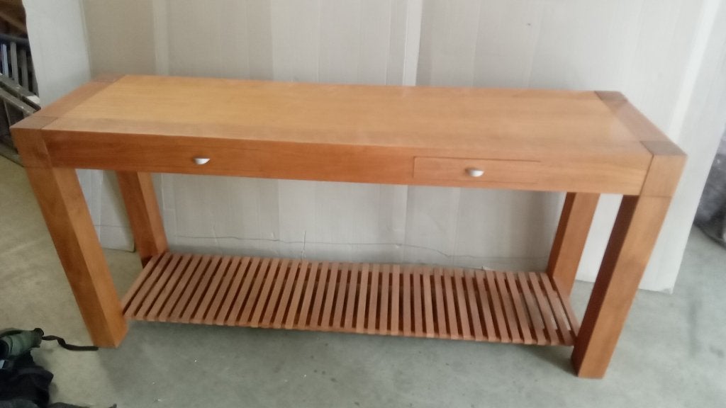 Teak-houten sidetable, Huis en Inrichting, Tafels | Sidetables, Ophalen, Teakhout, Zo goed als nieuw, 150 tot 200 cm
