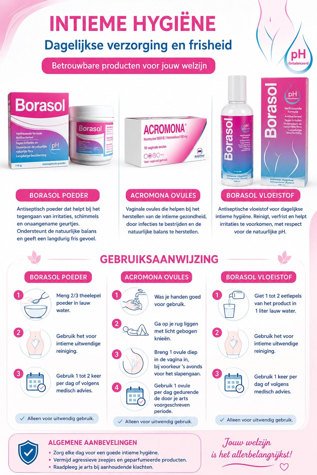 Intieme Hygiëne Producten: Borasol Poeder, Vloeistof & Acrom, Ophalen of Verzenden, Nieuw, Overige typen