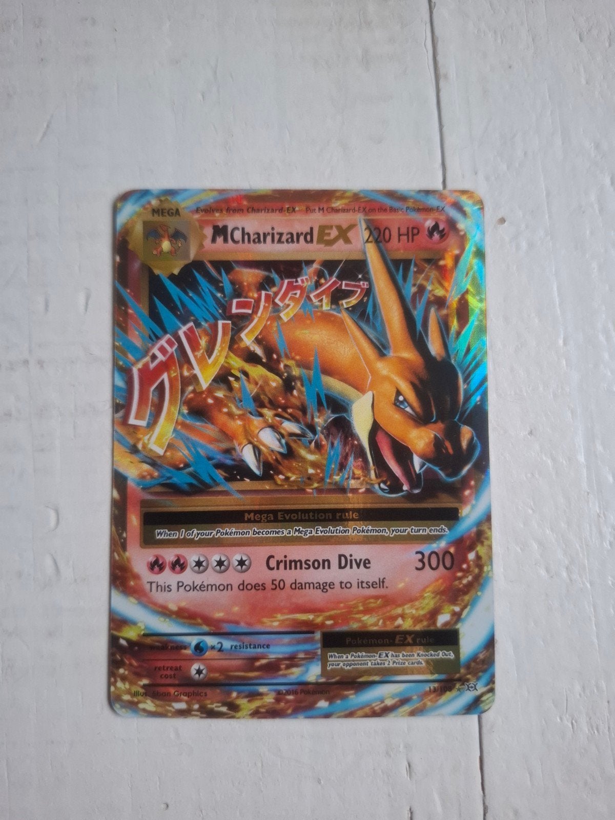 Pokémon M Charizard EX 220 HP - Zeldzame Kaart, Ophalen, Zo goed als nieuw, Losse kaart, Foil