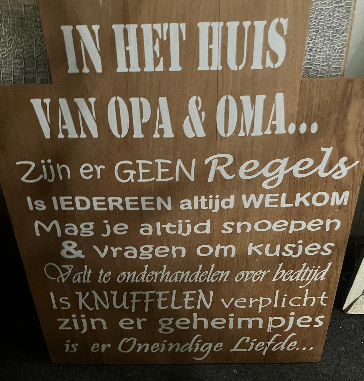 Nieuw bord … met leuke tekst volledig hout+kleine kado, Ophalen of Verzenden, Nieuw