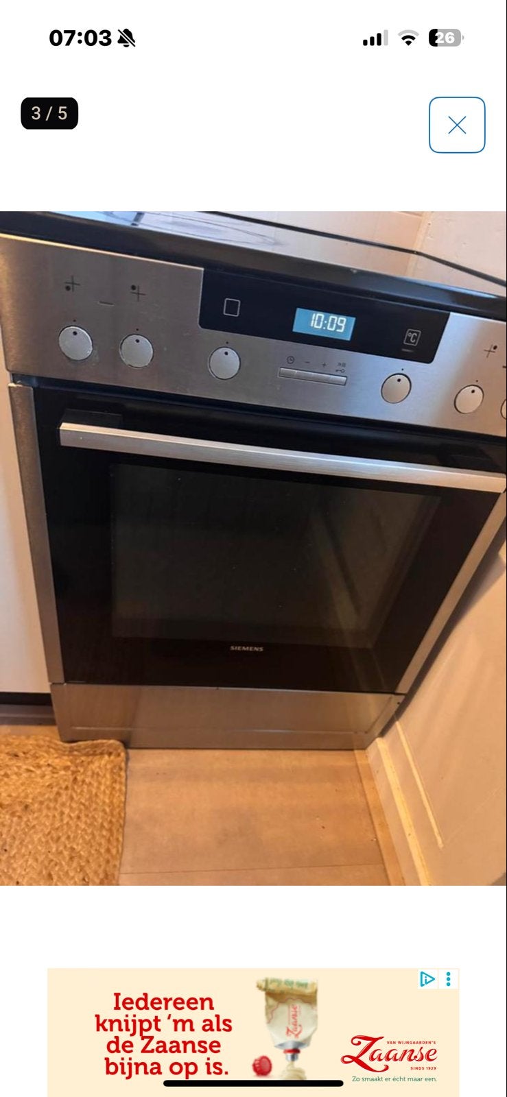Siemens oven met kookplaat - Linkerpit werkt harder, Gebruikt, 60 cm of meer, Keramisch, Vrijstaand
