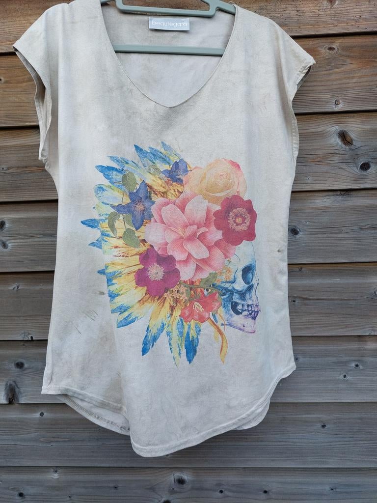 Bewerkt suède shirtje maat SM Beauregard, Ophalen of Verzenden, Zo goed als nieuw, Maat 38/40 (M), Korte mouw