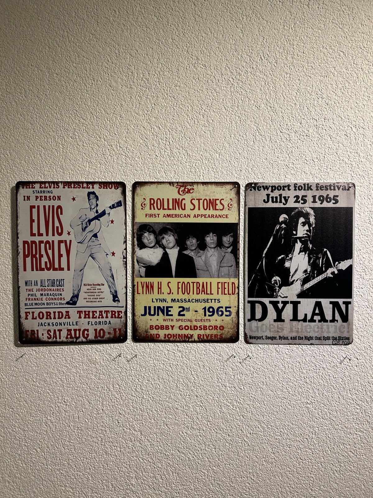 Metalen borden 20x30 cm - Elvis, Rolling Stones, Dylan, Vintage, Gebruikt, Meerkleurig, Ophalen of Verzenden
