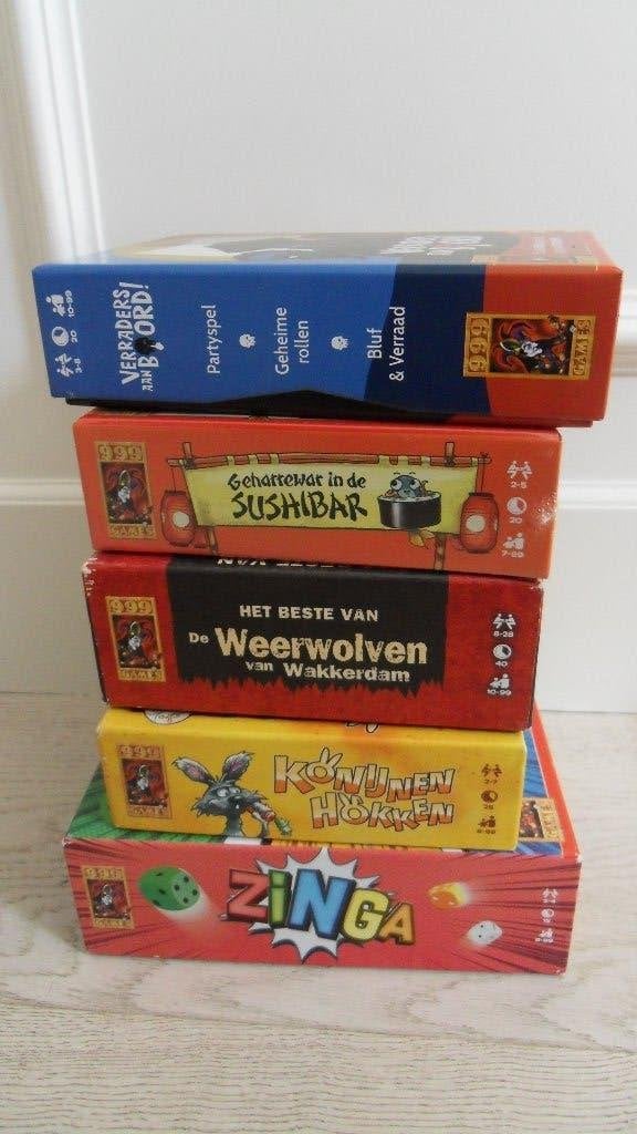 5x 999 Games : Geharrewar in de sushibar / Weerwolven / Koni, Ophalen of Verzenden, Gebruikt, 999 Games