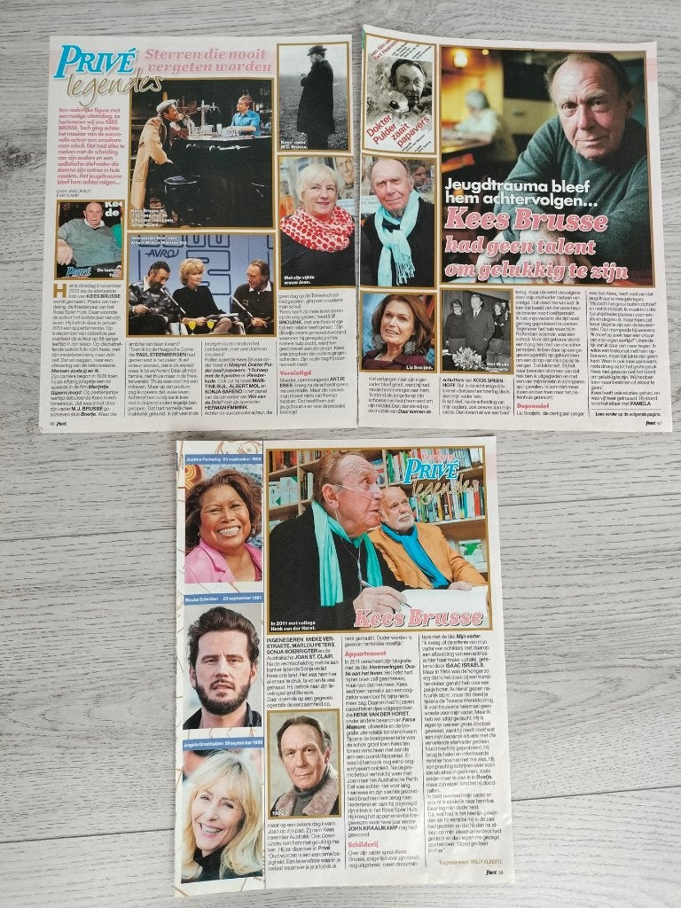 Kees Brusse 3-pagina tellend artikel Privé tijdschrift, Verzenden, Gebruikt, Film, Overige typen