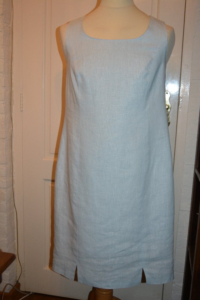 prachtige 'couture' linnen zomer jurk, mt M, Kleding | Dames, Jurken, Maat 38/40 (M), Blauw, Ophalen of Verzenden, Zo goed als nieuw