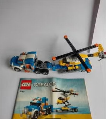 5765 Lego vrachtwagen met helikopter 3/1, Ophalen of Verzenden, Zo goed als nieuw, Complete set, Lego