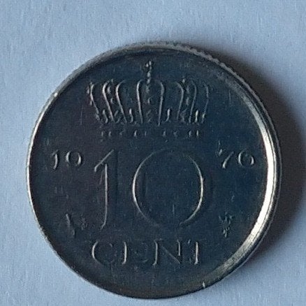 10 cent 1976 munt, volgnr 10.0, Ophalen of Verzenden, Koningin Beatrix, Overige waardes, Losse munt