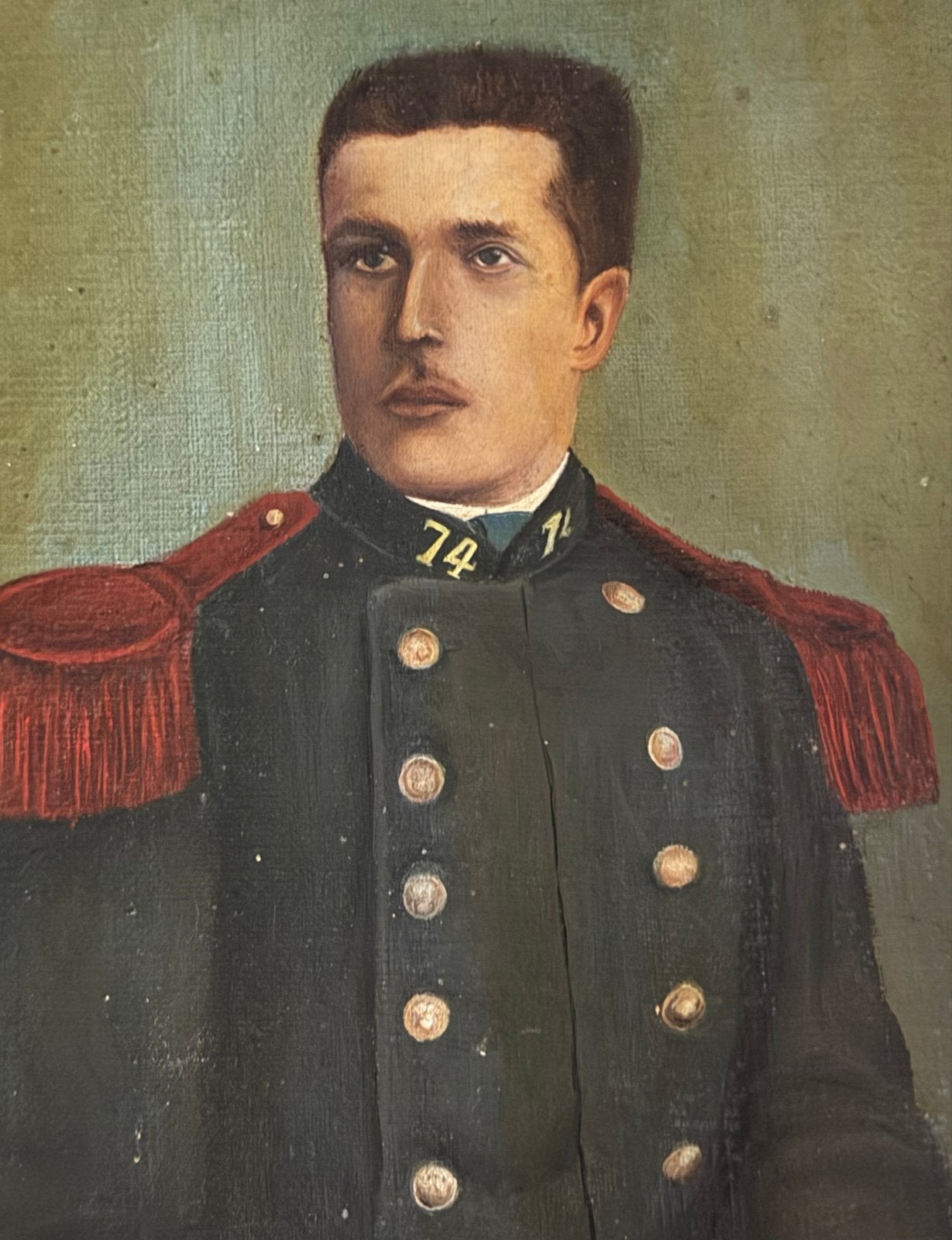 19e Eeuws Olieverf Portret van een Militair