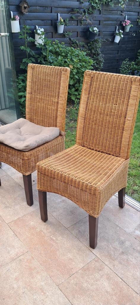 Rotan eetkamerstoelen gratis ophalen 6 stuks, Huis en Inrichting, Stoelen, Ophalen, Bruin
