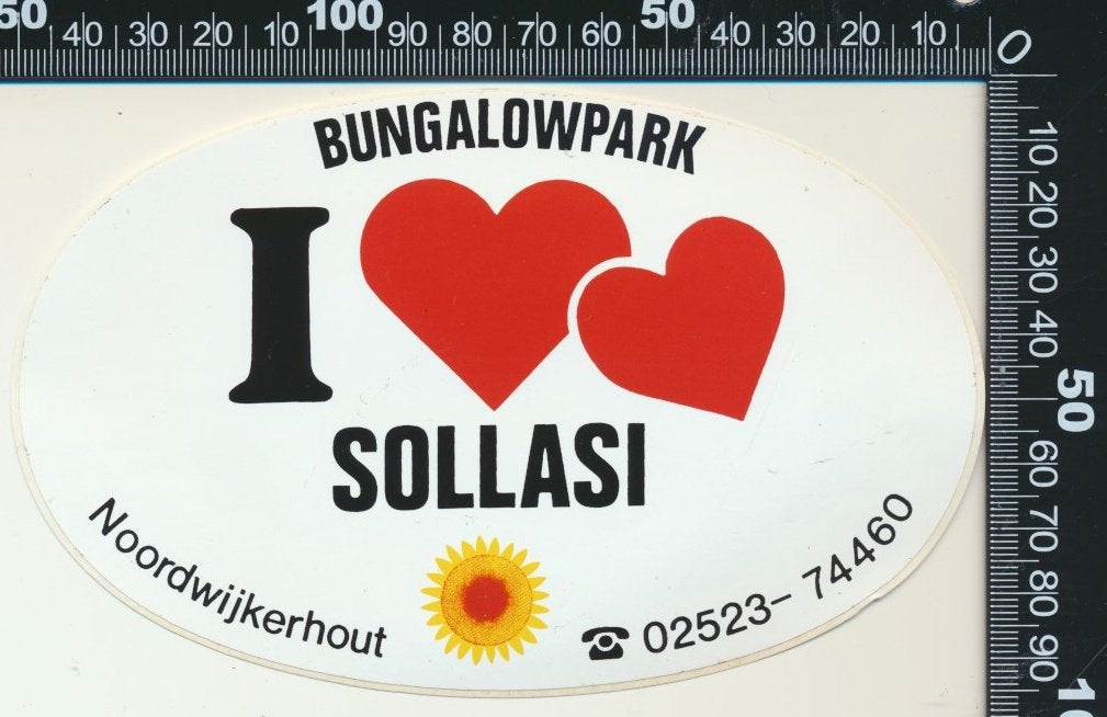 Sticker: Bungalowpark Sollasi - I love - Noordwijkerhout (2), Ophalen of Verzenden, Zo goed als nieuw, Bedrijf of Vereniging