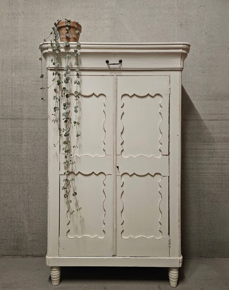 Antieke brocante witte Biedermeier meidenkast vintage kast, Ophalen of Verzenden