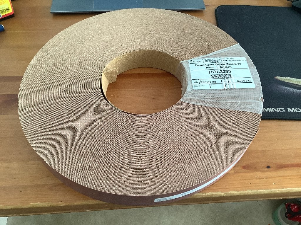 fineer mahonie 4,5 cm breed 100 meter op rol. Nieuw, Minder dan 25 mm, Overige typen, Nieuw, Ophalen of Verzenden