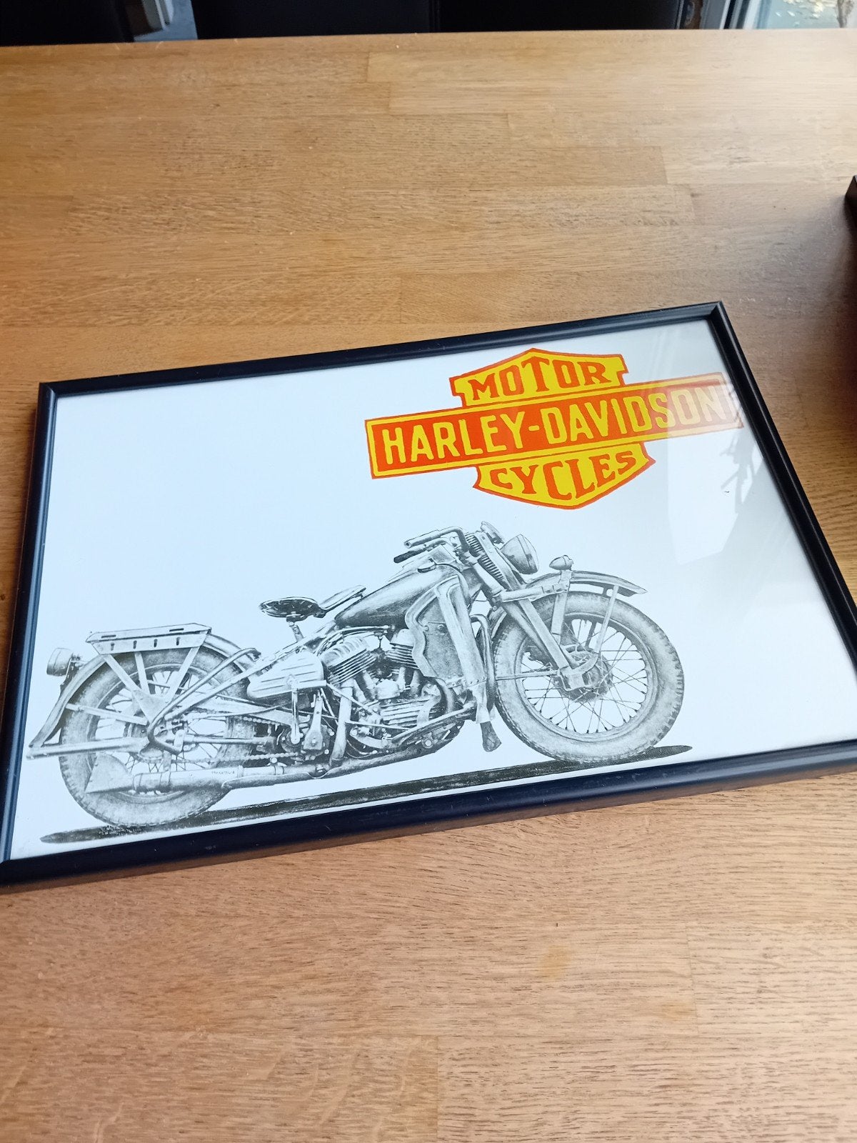 Harley-Davidson Motorfiets Print in Lijst (40x28 cm), Minder dan 50 cm, Ophalen of Verzenden, 5 – 50, Print