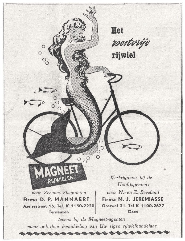 Reclame Adv. 1951 Magneet Rijwielen Rijwiel Fiets Zeemeermin, Ophalen of Verzenden, Gebruikt, Overige typen