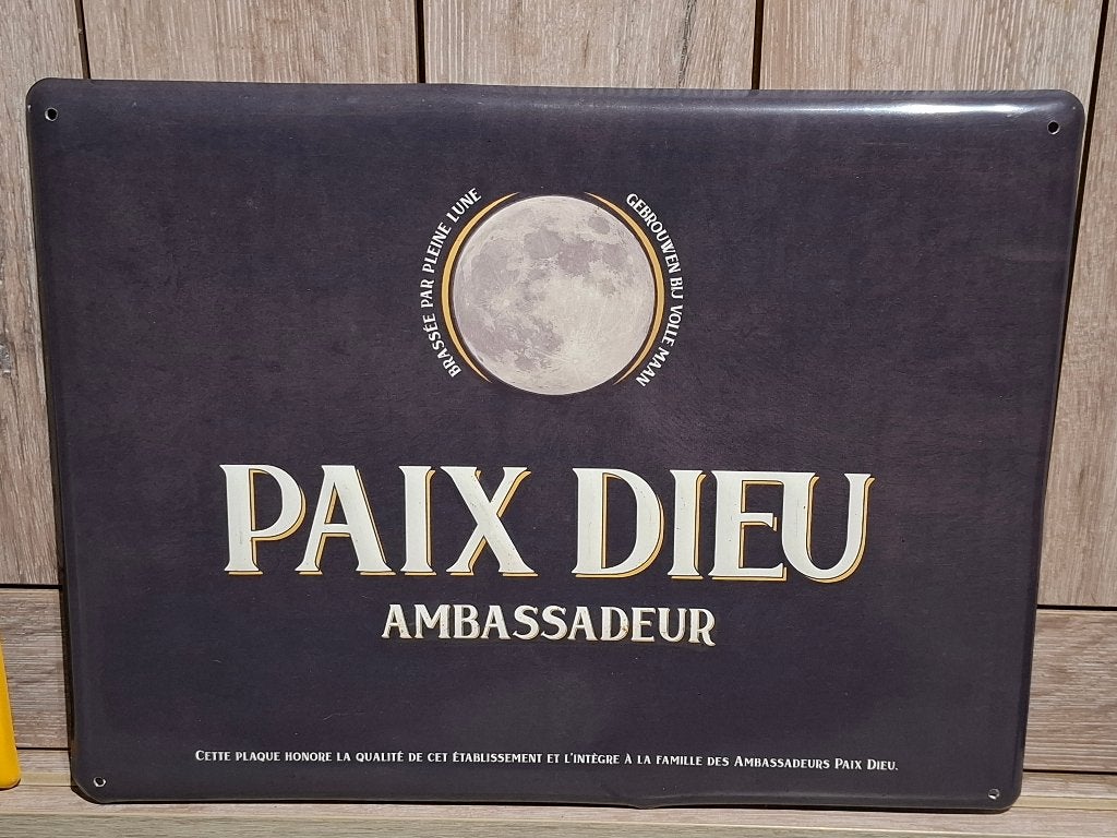 Reclamebord Paix Dieu bier (Ambassadeursbord), Verzamelen, Ophalen of Verzenden, Nieuw, Reclamebord, Plaat of Schild, Overige merken