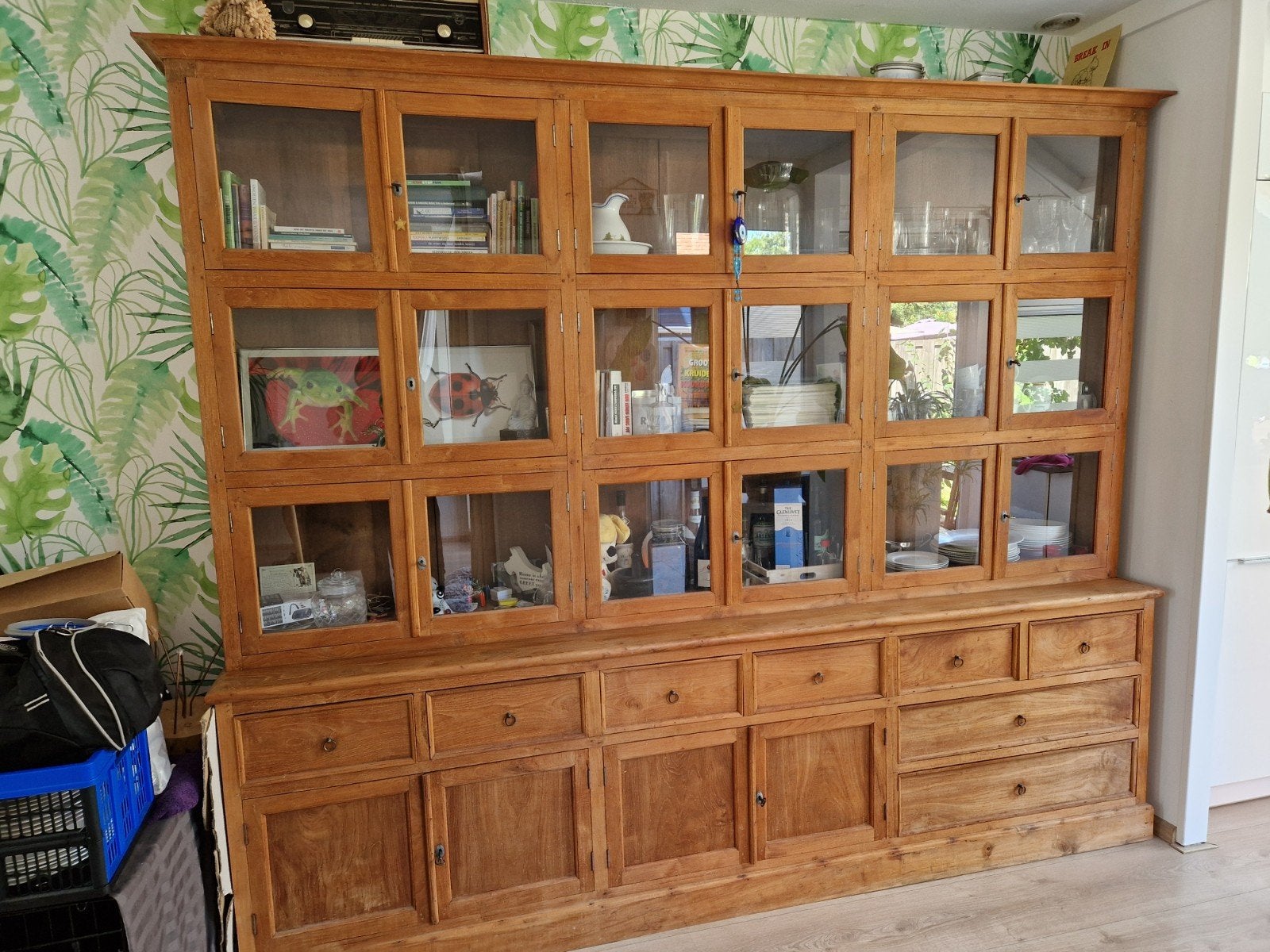 Grote Teakhouten Kast - 2.78m breed, 2.35m hoog, Huis en Inrichting, Kasten | Buffetkasten, Gebruikt, Met deur(en), 200 cm of meer