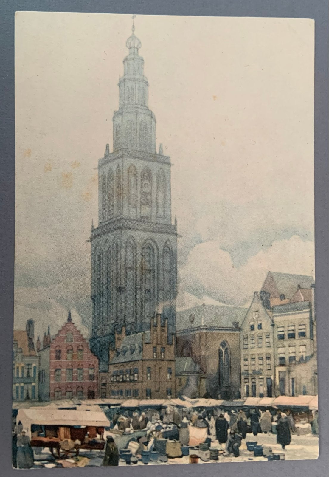 Oude Kaart Groningen - Naar aquarel J. Setelik, Ophalen of Verzenden, Voor 1920, Ongelopen, Groningen