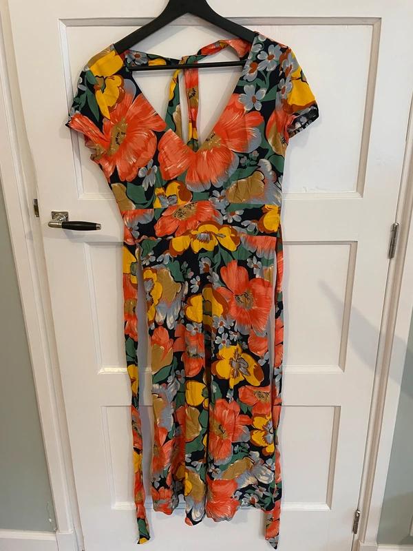 King Louie Shiloh Sunbeam Midi Jurk Bloemenprint Maat S/36, Overige kleuren, Nieuw, Ophalen of Verzenden, Maat 36 (S)