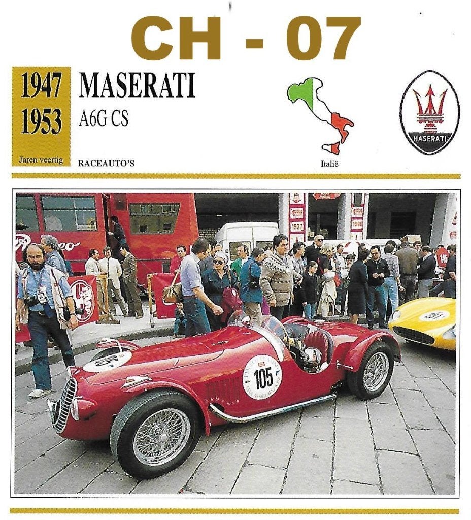 Ch7 autokaart maserati a6g cs ( 1947- 1953 ), Ophalen of Verzenden, Zo goed als nieuw, Auto's