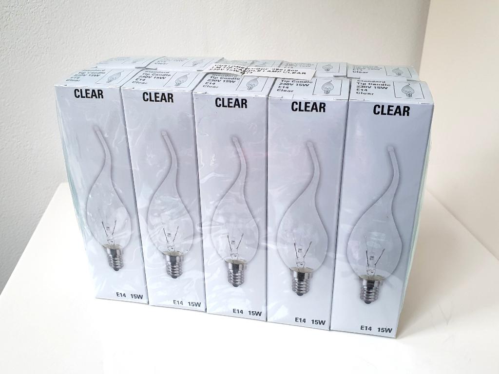 10x kaarslamp, tipkaars gloeilamp helder 15W, E14, Minder dan 30 watt, E14 (klein), Nieuw, Verzenden