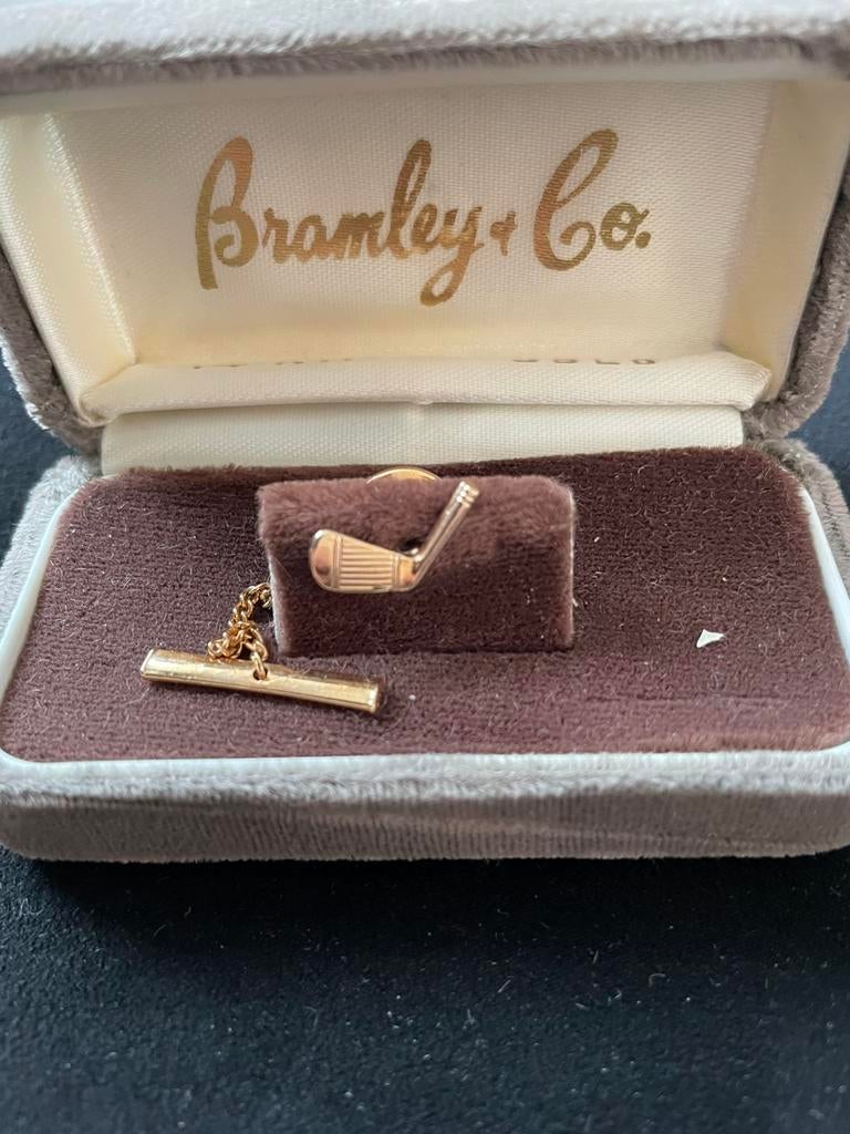 Vintage 14 KT Gouden Golf Club Reversspeld in Doosje, Ophalen of Verzenden