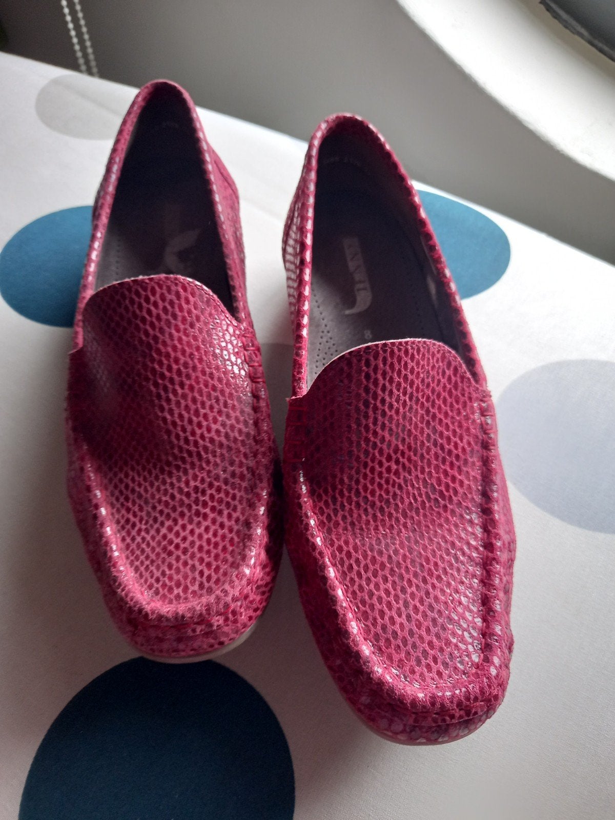 Jenny Instappers - Rood met Slangenprint - Maat 38, Ophalen, Zo goed als nieuw, Rood, Instappers
