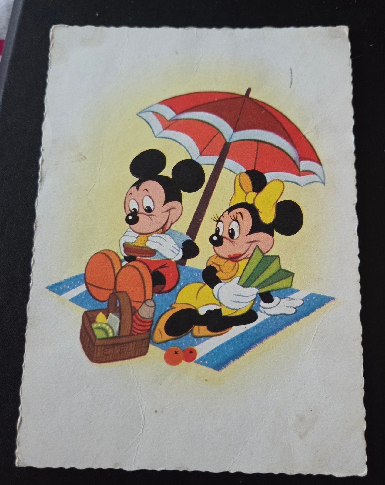 Vintage Disney Mickey & Minnie Mouse Ansichtkaart 1962, Verzenden, 1960 tot 1980, Gelopen, Kinderen