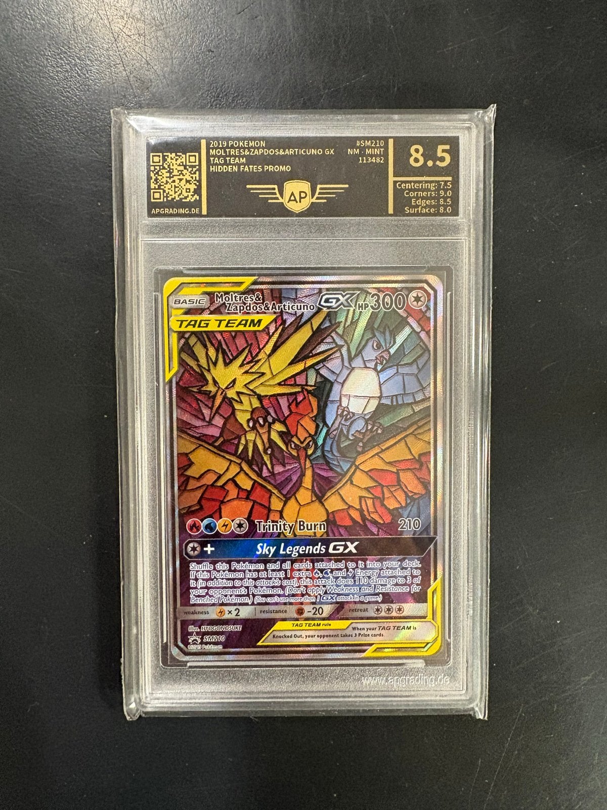 Moltres & Zapdos & Articuno GX Tag Team APG 8.5, Ophalen of Verzenden, Zo goed als nieuw, Losse kaart