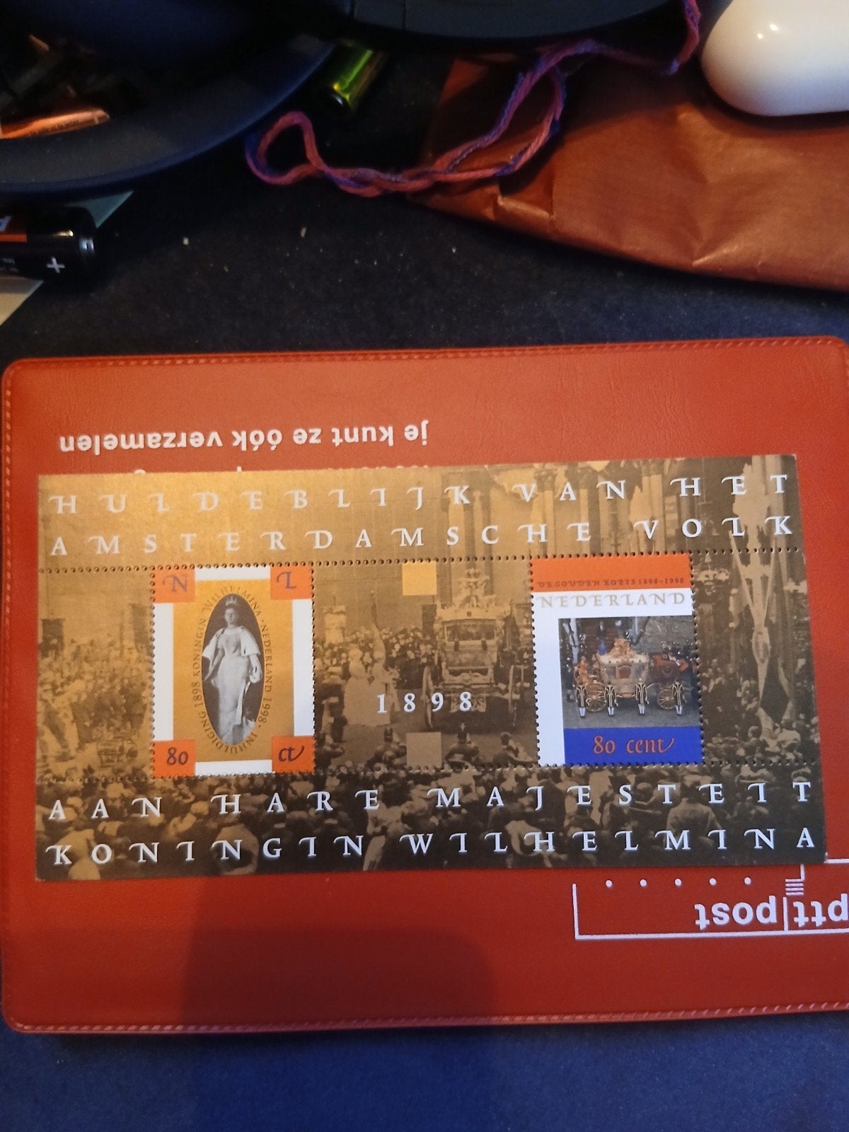 Postzegelvel Huldeblijk Amsterdam Koningin Wilhelmina 1898, Postzegels en Munten, Ophalen of Verzenden