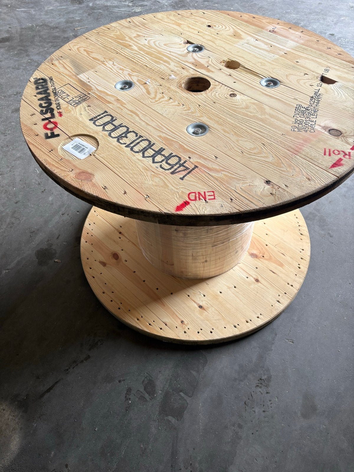 Houten kabelhaspel tafel - ideaal voor buiten, Ophalen of Verzenden, Gebruikt, Rond, Hout