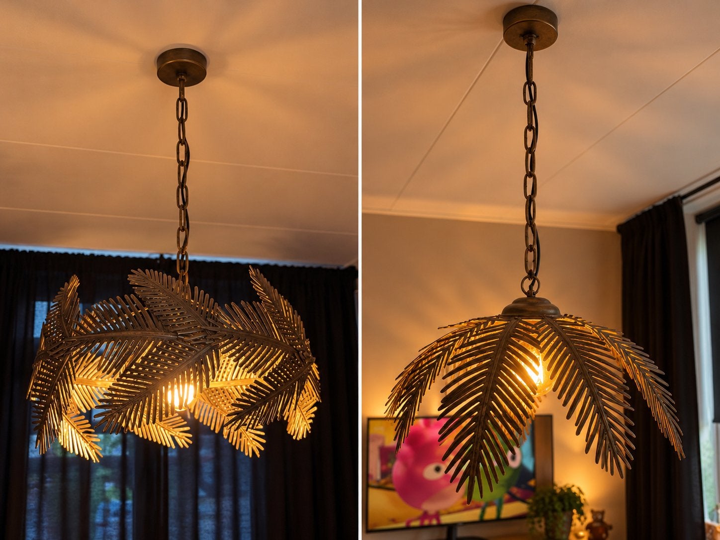 Mooie hanglampen LUUC palmblad, Ophalen of Verzenden, Zo goed als nieuw, Metaal, E27 (groot)