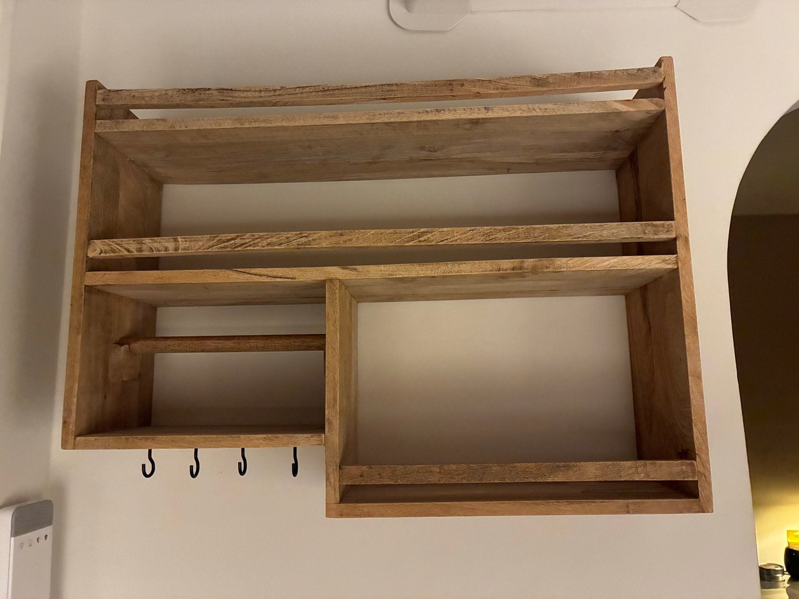 Mooi houten keukenrek met haken, Ophalen, Hout, Bruin, Overige typen