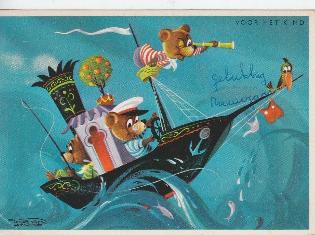 G257 ansichtkaart voor het kind 1965 beren op de boot, Ophalen of Verzenden, 1960 tot 1980, Gelopen, Kinderen