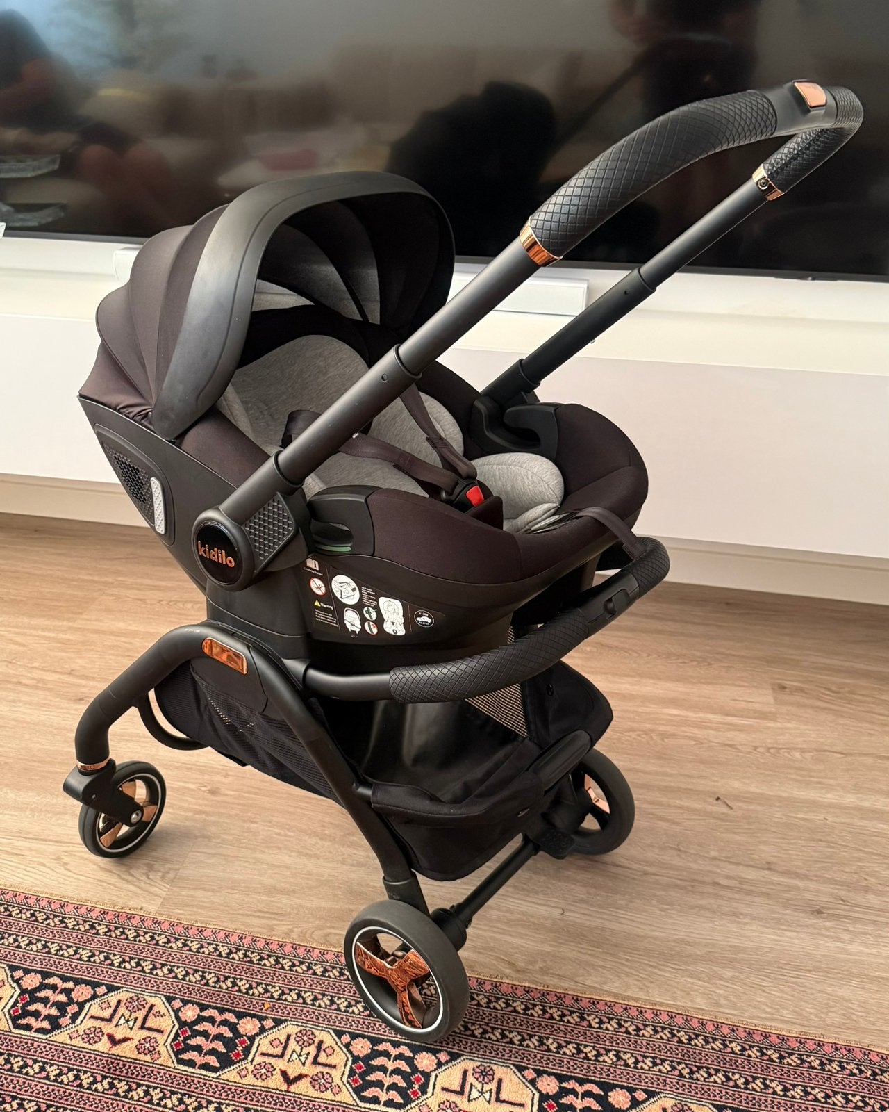 Kidilo 3-in-1 Kinderwagen + Autostoel – Zwart – Compleet, Overige merken, Nieuw, Ophalen of Verzenden, Combiwagen