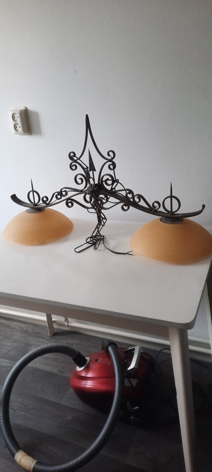 Antieke vogelkooi en vintage lamp, Ophalen of Verzenden