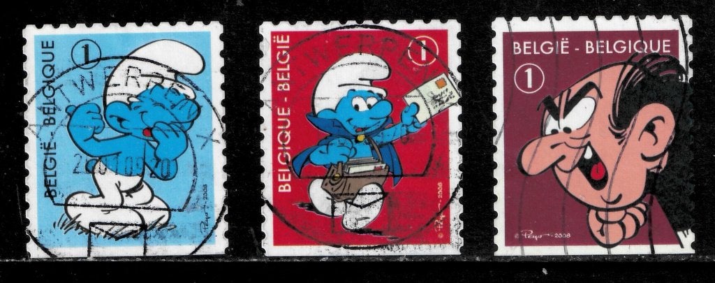 Jaar 2008 Yv 3801-3802-3804 Smurfen 3 zegels gestempeld., Ophalen of Verzenden, Gestempeld