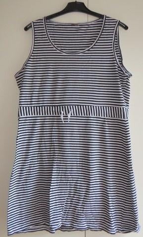 Tricot zomerjurk wit-zwart gestreept maat 48, Kleding | Dames, Jurken, Zo goed als nieuw, Maat 46/48 (XL) of groter, Wit, Boven de knie