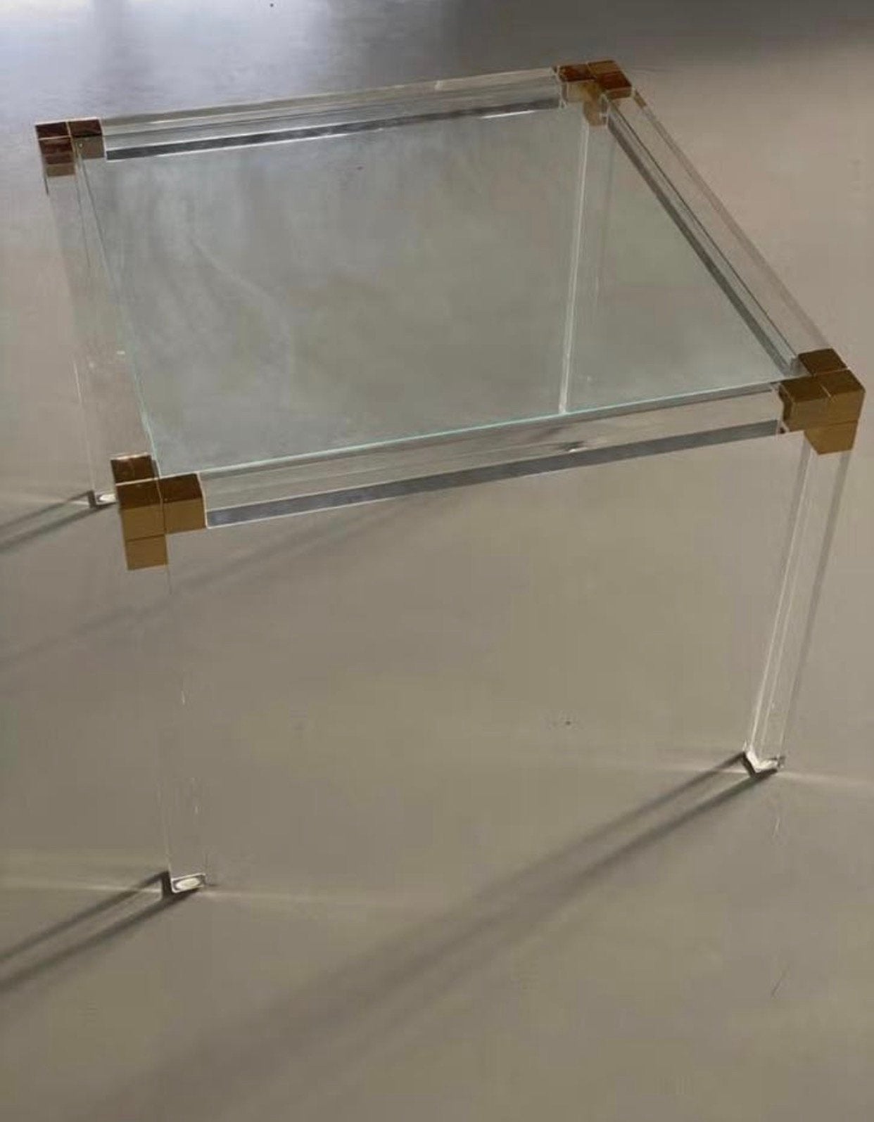 Vintage acryl salontafel-bijzettafel *Hollywood Regency, Ophalen, Minder dan 50 cm, Vierkant, 5 – 50