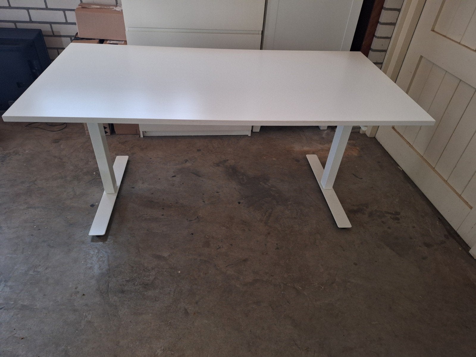 IKEA SKARSTA handmatig verstelbaar zit-sta bureau 160x80, Ophalen, 160 cm, In hoogte verstelbaar, Zo goed als nieuw