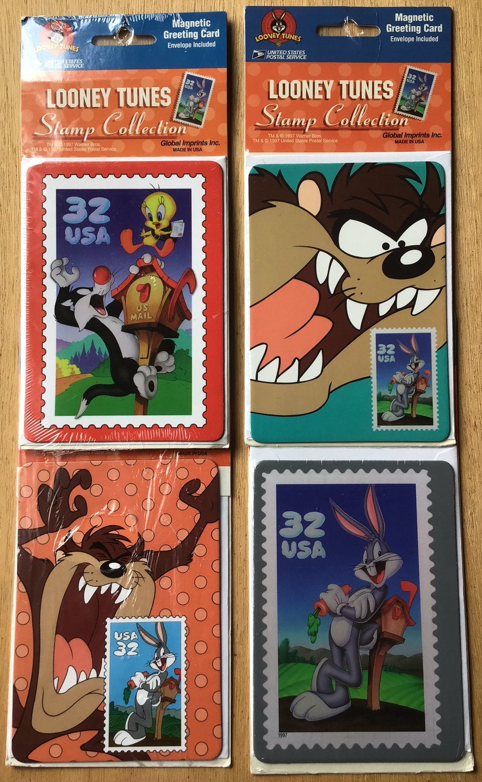 Looney Tunes magnetische ansichtkaart / kaart (4x) - NIEUW, Ophalen of Verzenden, Looney Tunes, Nieuw, Plaatje, Poster of Sticker