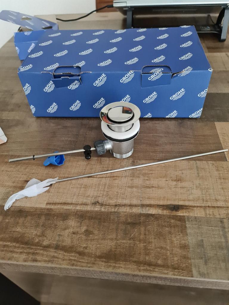Grohe Wastafel Afvoerplug met Trekstang - Chroom, Doe-het-zelf en Verbouw, Ophalen of Verzenden, Nieuw, Chroom, Wastafel