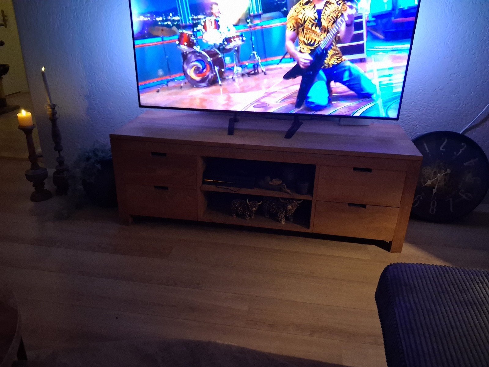 Houten TV-meubel met 4 lades - 160x54x56 cm, Ophalen, Gebruikt, 150 tot 200 cm, Minder dan 100 cm