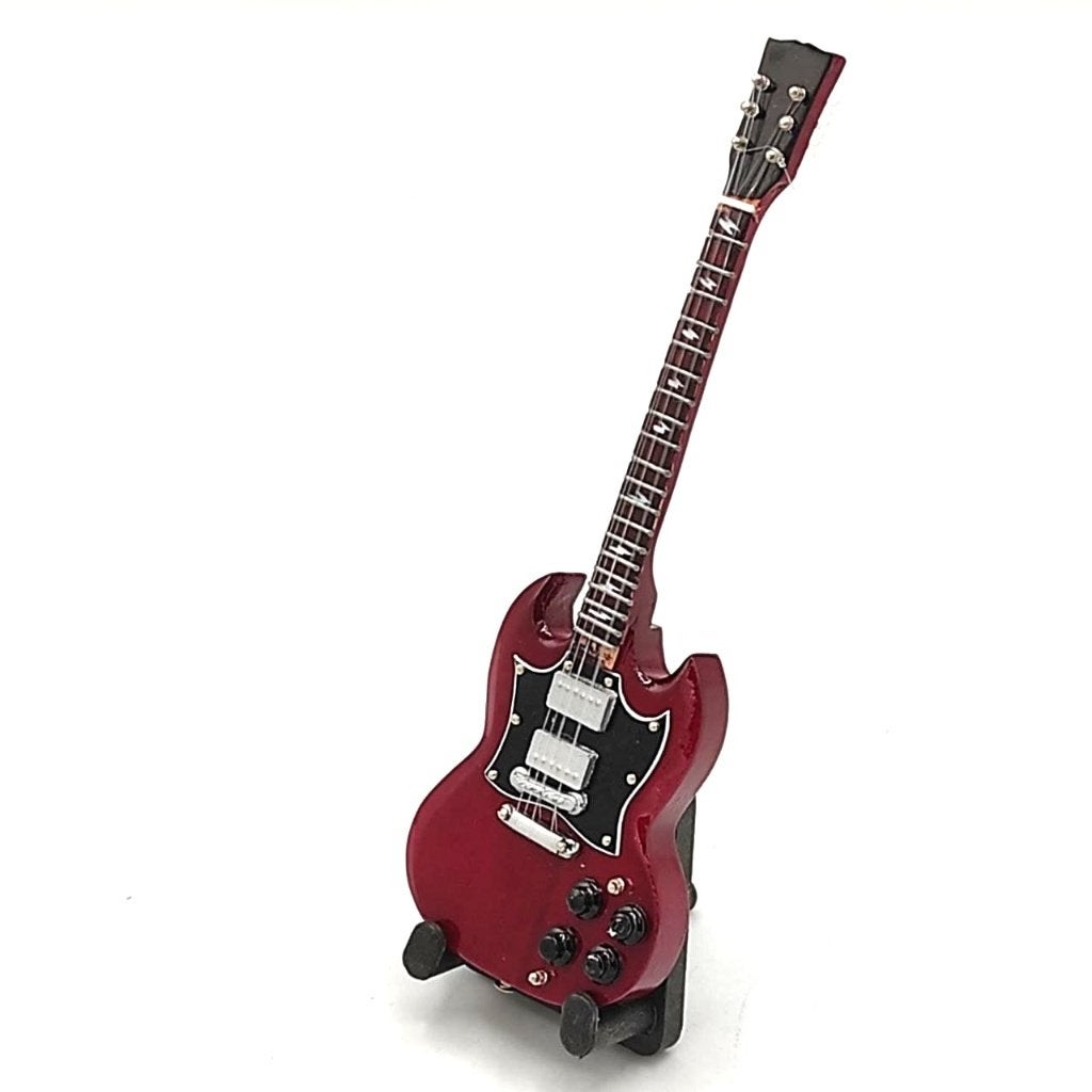 Angus Young ACDC miniatuur gitaar van hout 15cm mini guitar, Info@deconoord.nl, Deco Noord, Nieuw, Ophalen of Verzenden
