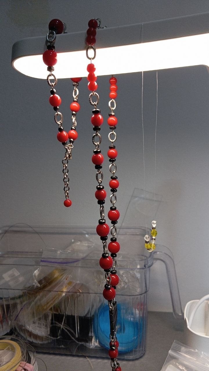 Handgemaakte ketting en armband set - Rood en Zilver, Ophalen of Verzenden, Nieuw, Rood, Overige materialen