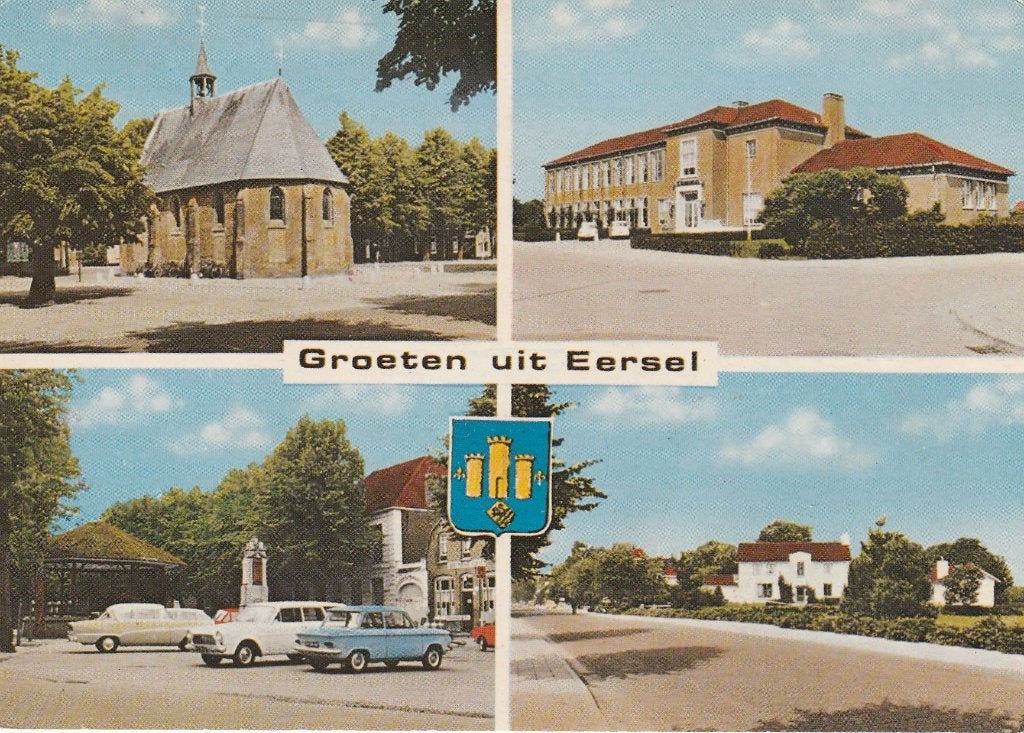 EERSEL kapel Markt Auto's Gemeentehuis Groeten, Verzenden, 1960 tot 1980, Gelopen, Noord-Brabant