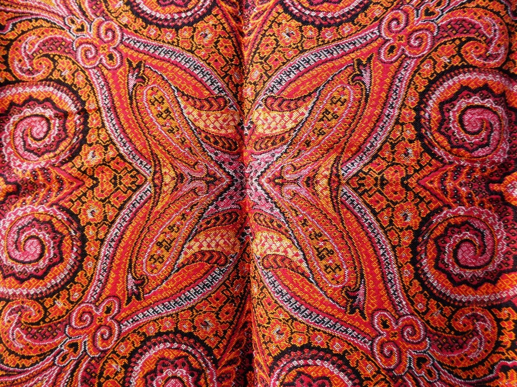 Antiek wollen worteldoek met paisley patroon 100 x 100 cm., Ophalen of Verzenden
