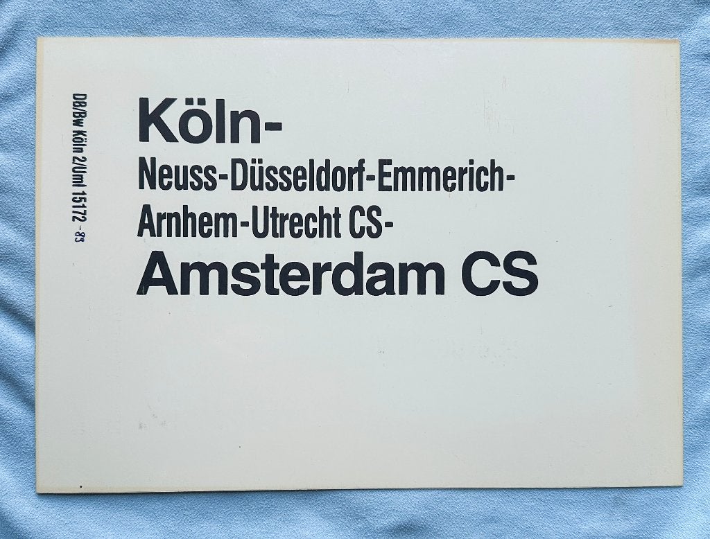 DB Koersbord Köln - Amsterdam CS - Köln, Verzamelen, Verzenden, Gebruikt, Trein, Kaart of Prent